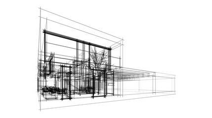 architectural drawing 3d illustration