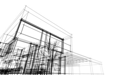 Obraz premium architectural drawing 3d illustration