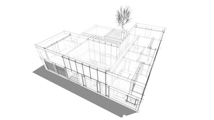 architectural drawing 3d illustration