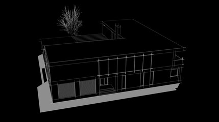 architectural drawing 3d illustration