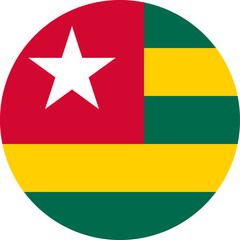 round Togolese national flag of Togo, Africa