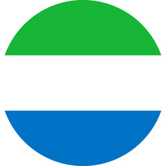 round Sierra Leonean national flag of Sierra Leone, Africa
