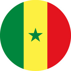 round Senegalese national flag of Senegal, Africa