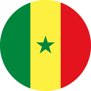 round Senegalese national flag of Senegal, Africa
