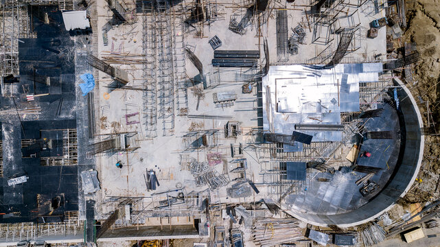 Drone Aerial Photograph of an Active Industrial Construction Site