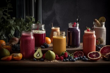 Fototapeta na wymiar Nutritious smoothies loaded with fresh fruits and veggies. Generative AI