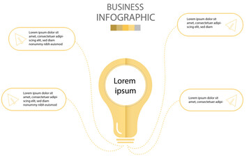 Business infographic design 4 options or steps. Minimal design. Lightbulb concept. Vector design for presentation. 