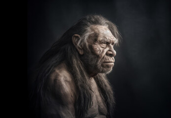 portrait photo of Neanderthal (archaic human). Generative AI