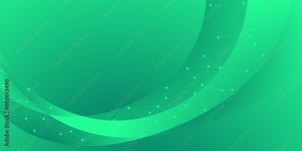 Leinwandbilder abstract green colorful geometric background with triangle shape pattern and molecular