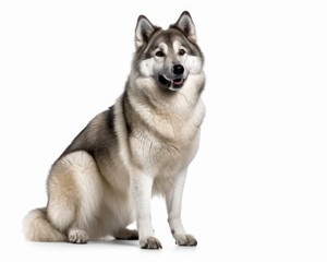 photo of Norwegian elkhound isolated on white background. Generative AI