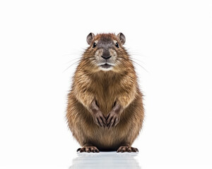Fototapeta premium photo of nutria isolated on white background. Generative AI