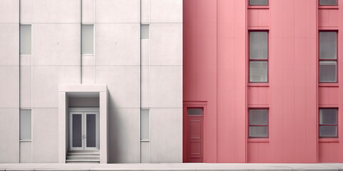 Minimalistic downtown exterior. Simple abstract urban concept. Generative AI
