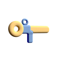3d rendering of key icon for web design, application. 3d high quality isolated render.