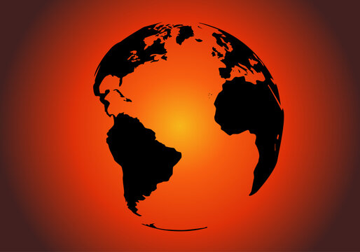 El planeta Tierra quemado por el cambio climático, la ola de calor y el calentamiento global. Planeta sin agua