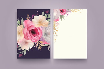 Watercolor Rose wedding invitation Card Generative Ai