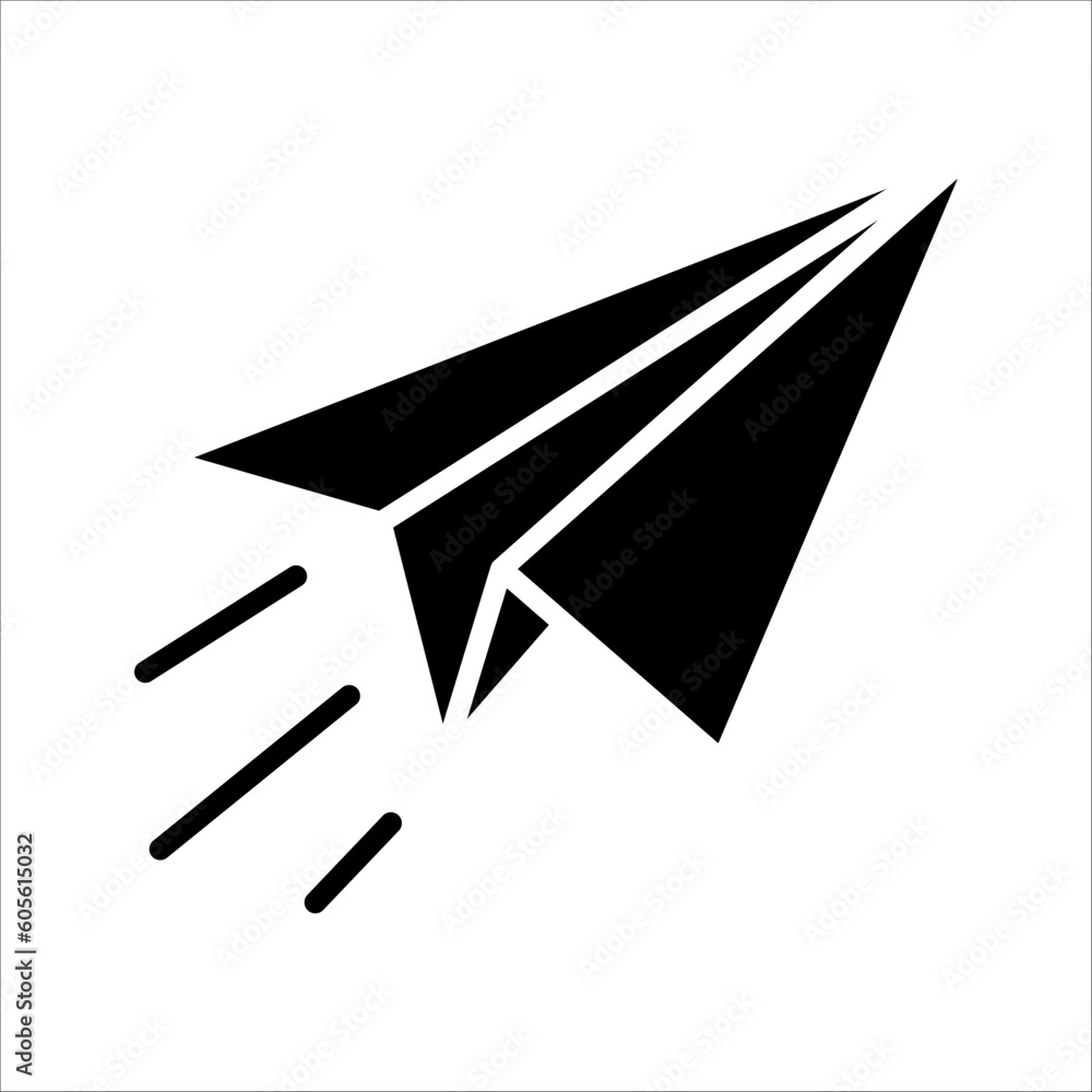 Poster solid vector icon for paper plane which can be used various design projects.
