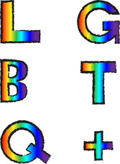 Text lgbtq+, pride month, LGBTQ, rainbow color