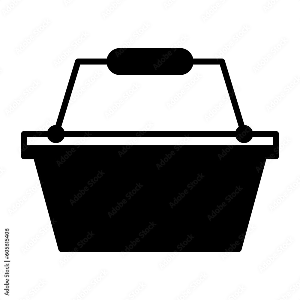 Poster solid vector icon for shopping basket which can be used various design projects.