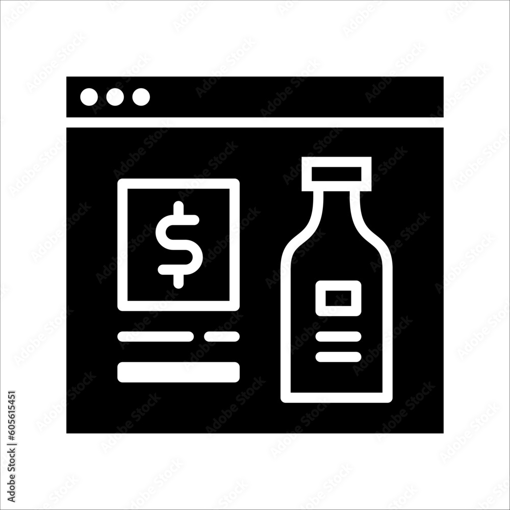 Poster solid vector icon for online grocery which can be used various design projects.