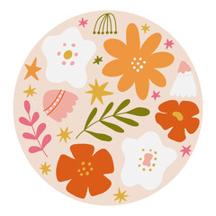 Modern floral posters with flowers. Abstract art. 