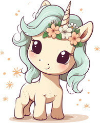 Unicorn watercolor for kids, easy to draw, childish style, cute