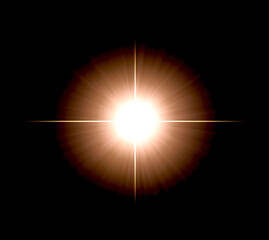 Sun rays light isolated on black background for overlay design