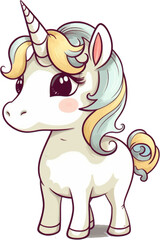 Unicorn watercolor for kids, easy to draw, childish style, cute