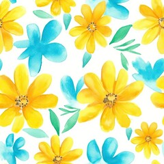Fototapeta na wymiar Fashionable pattern watercolor simple flower Floral seamless background for textiles, fabrics, covers, wallpapers, print, gift wrapping and scrapbooking 