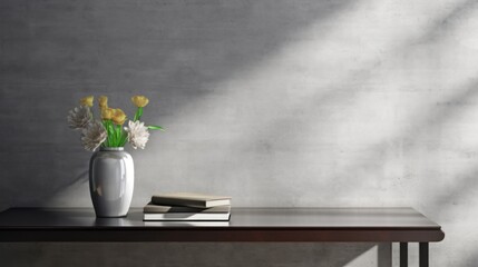 Sophisticated gray table mockup, Creativity, compelling, branding, cosmetics, jewelry with Generative AI