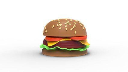 burger front view with shadow 3d render