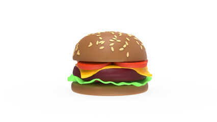burger front view without shadow 3d render