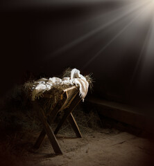 Manger in the stable with the linen
