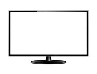 Realistic modern TV screen mock up. Large computer monitor display. Blank television template. Png clipart isolated cut out on transparent background - obrazy, fototapety, plakaty