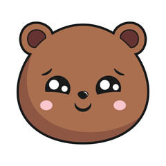 Bear Shy Face Head Kawaii Sticker Isolated