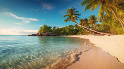 Fototapeta na wymiar Beach on a tropical island. Generative AI