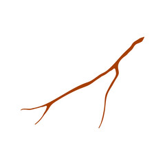 Tree branch, twig, stick illustration. Hand drawn style flat design, isolated vector. Botanical, plant element wood