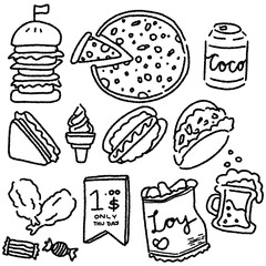 fast food tasty outline