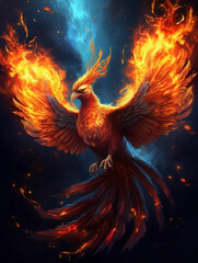 Obraz premium phoenix is flying with fire out its wings Generative AI