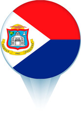 Obraz premium Map pointer with flag of Sint Maarten.