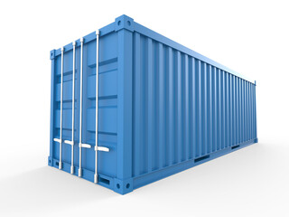 Blue cargo container or shipping container isolated. Png transparency