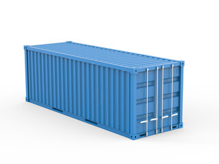 Blue cargo container or shipping container isolated. Png transparency