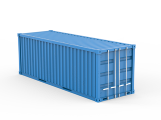 Blue cargo container or shipping container isolated. Png transparency