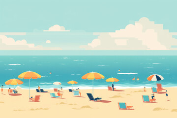 Creative Summer Sale banner design template beach flat minimal pastel design. 