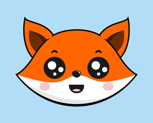 Obraz premium Fox Smiling Face Head Kawaii Sticker
