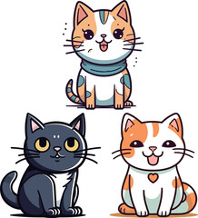 Cute kitten cartoon vector illustration