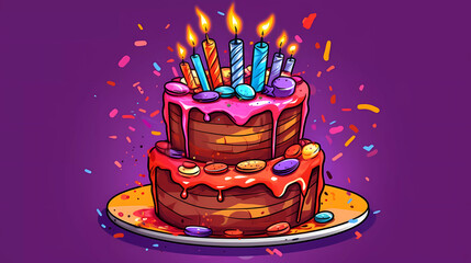 hand drawn birthday cake illustration
