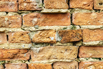 Ancient brick masonry with cracks
