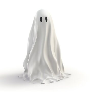 cute and funny ghost on white background.Generative AI