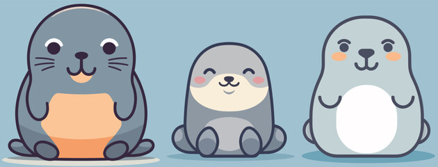 Cute seal cartoon vector illustration, logo