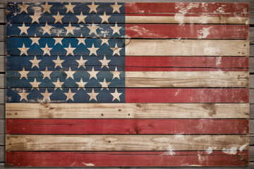 Fototapeta na wymiar American flag painted on a wooden pallet, American Flag, Independence Day Generative AI